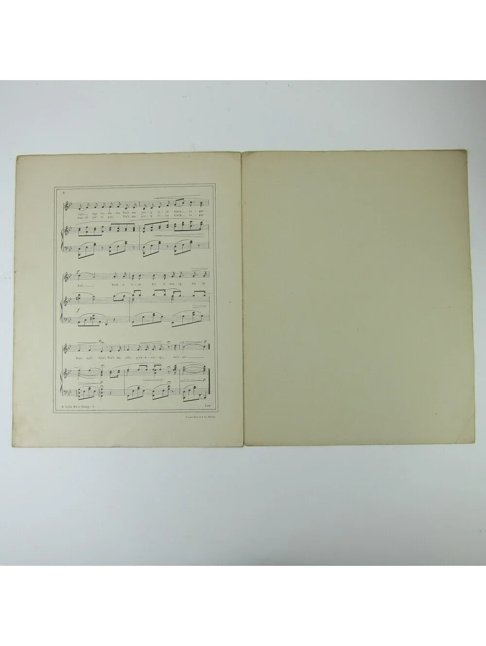 Sheet Music A Little Bit O' Honey Carrie Jacobs-Bond W. G. Wilson Antique 1917